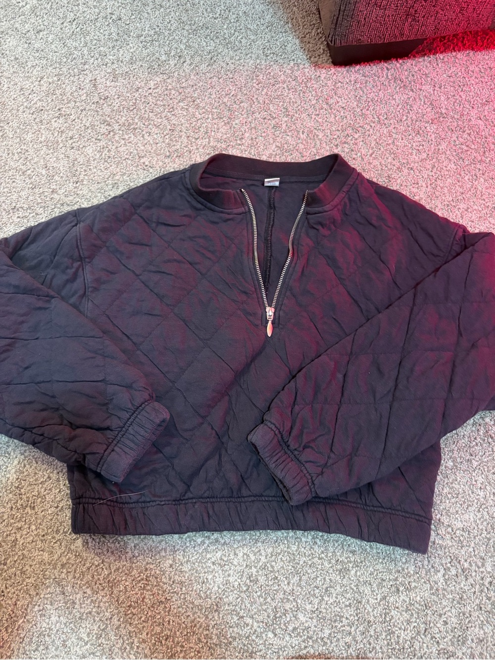 Old Navy Women’s Quilted Half-Zip Sweatshirt - Navy Blue